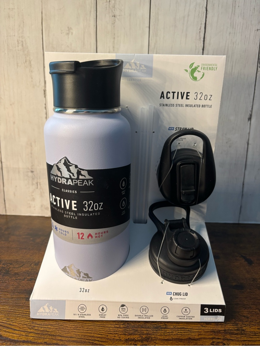 HydraPeak Active 32oz Stainless Steel Insulated Water Bottle - Light Lavender
